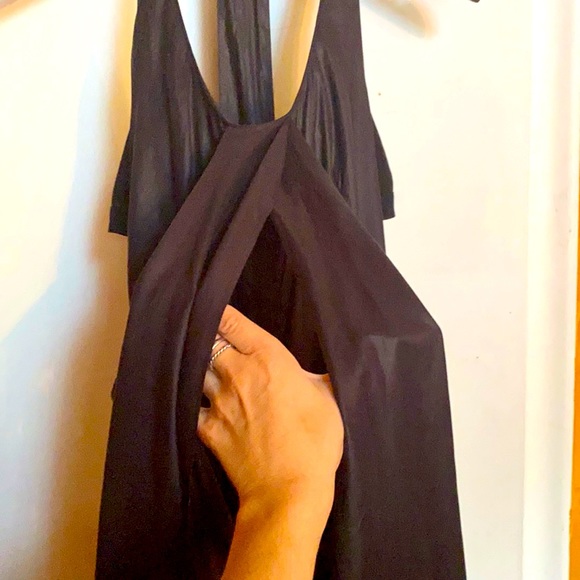 Helmut Lang Shiny Black Drape Dress with Zippers - Picture 10 of 11